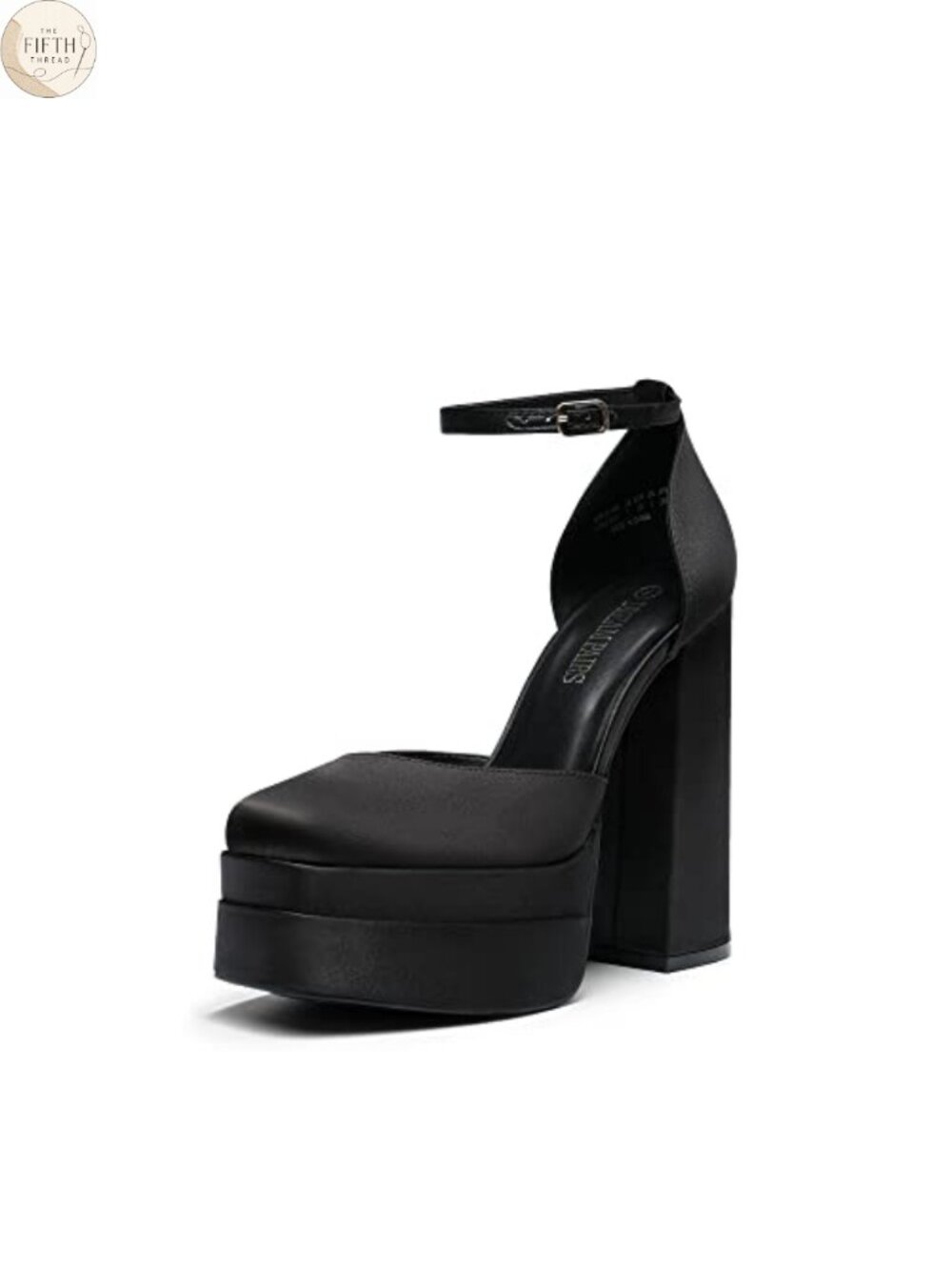 Women's Platform Heels Square Toe Ankle Strap Block High Heel Pumps Party
